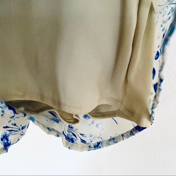 Japna Blue/Tan Floral Romper with Keyhole Neckline - Picture 5 of 8